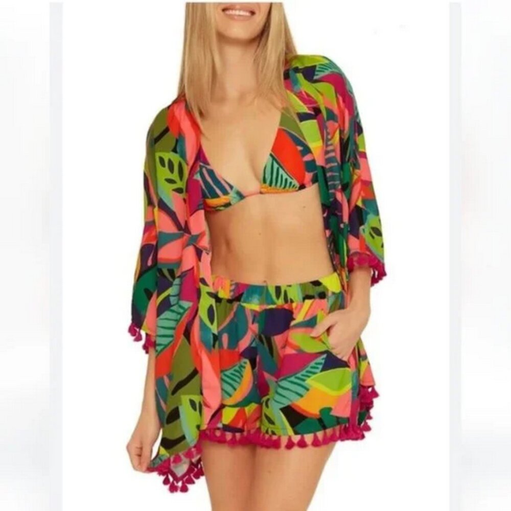 Trina Turk Rainforest Fringe Kimono Cover Up One Size Fits Most NWT - Picture 3 of 10